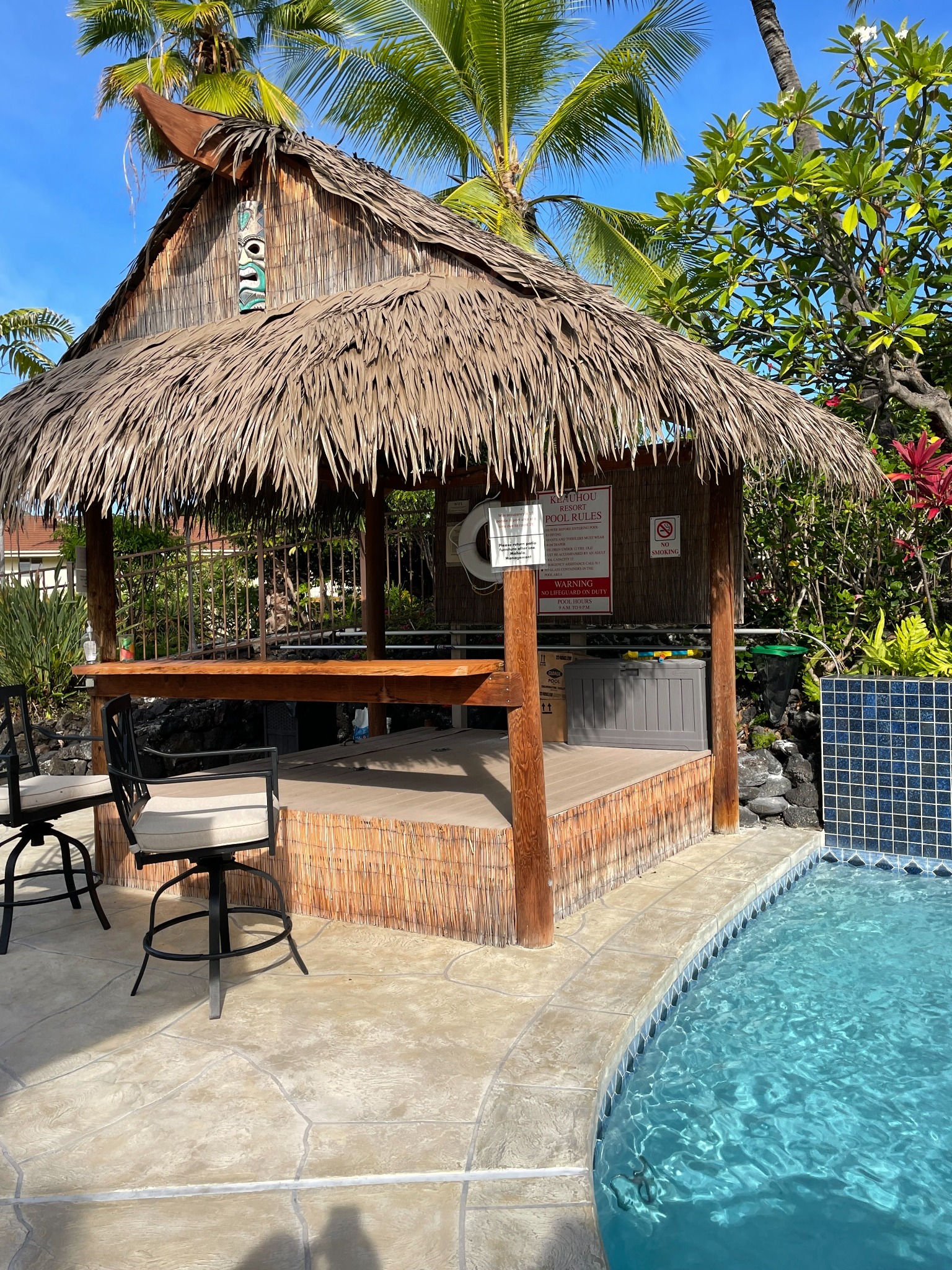 Tropical pavilion beside the Keauhou Resort pool