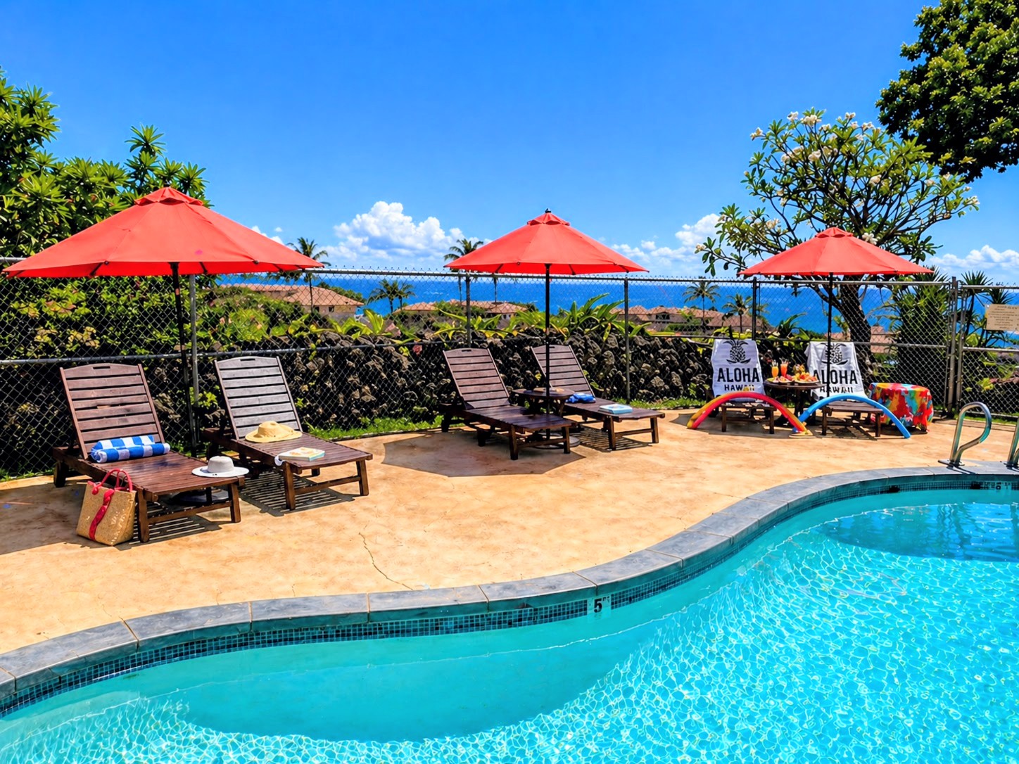 Mansions community pool with ocean view